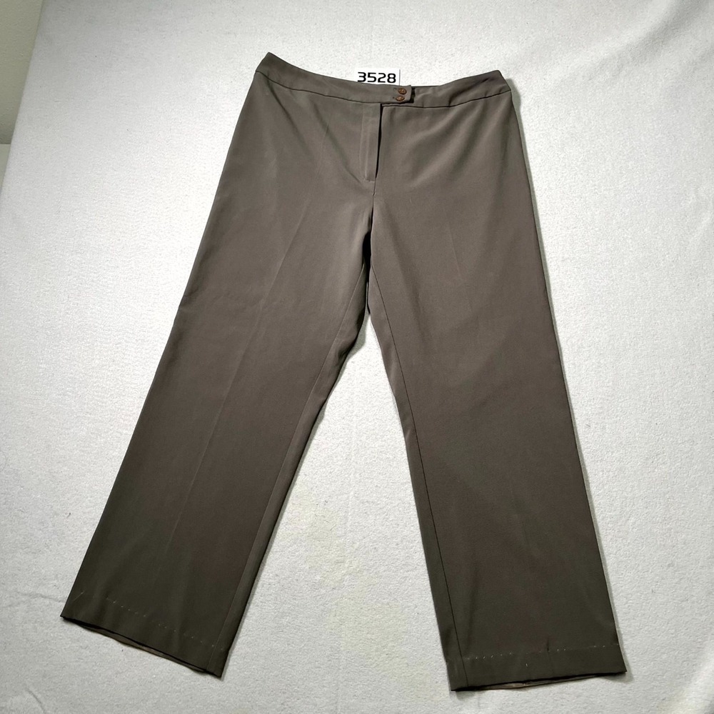 Sag Harbor Dress Pants Womens‎ 12 Petite Brown Stretch Flat Front Straight Leg